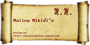 Malina Miklós névjegykártya