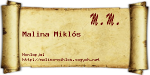Malina Miklós névjegykártya